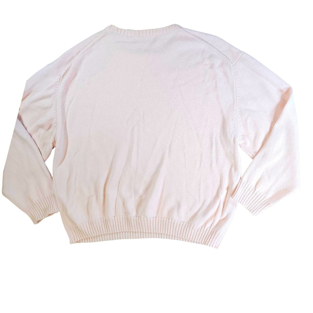 Orvis Womens XXL Cotton Sweater Light Pink Crew Neck Long Sleeve Pullover